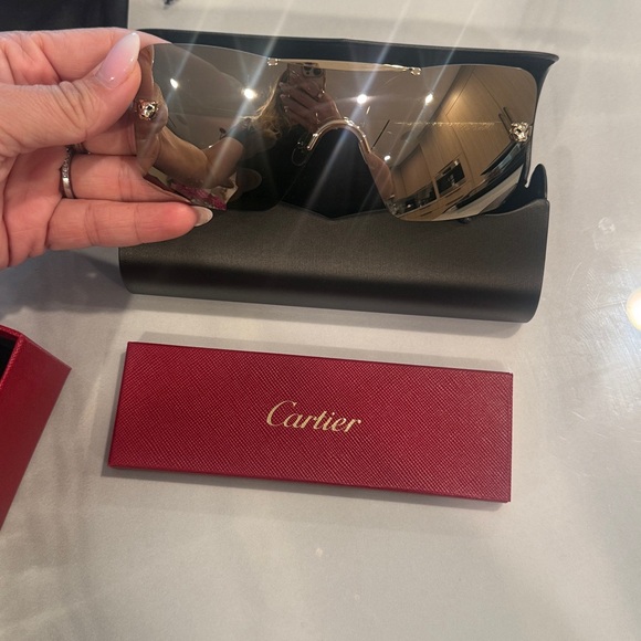 Cartier Black Leather Eyewear Case with Red Signature Boxes - Picture 2 of 4